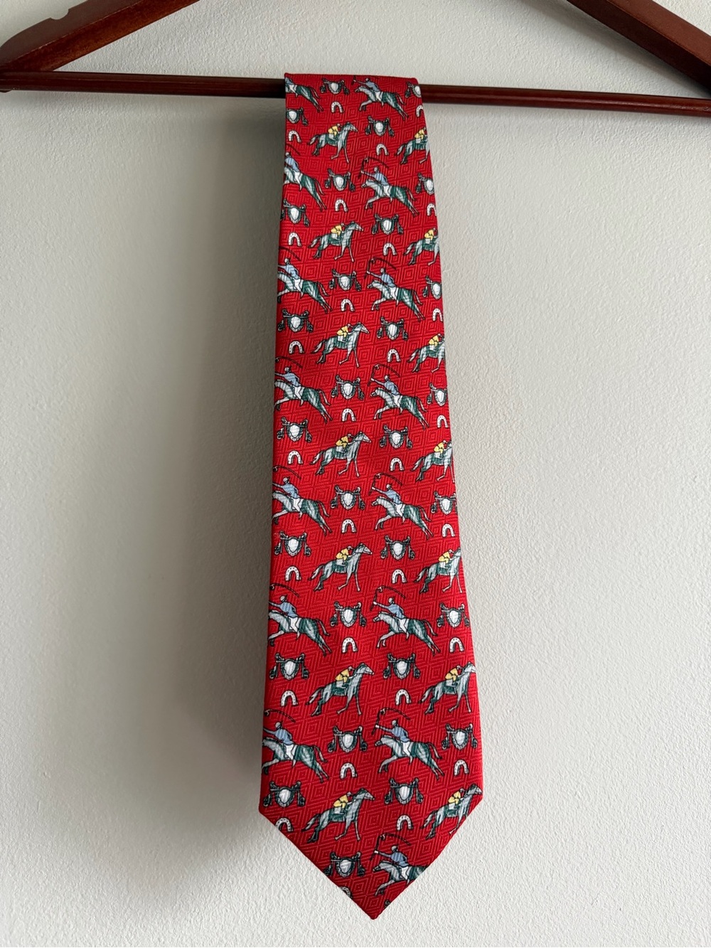 Rosse Lorenzo Equestrian Horse Racing Silk Tie – Red Vintage Style Novelty Neck
